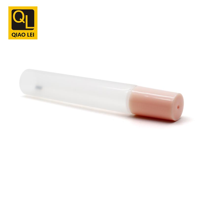 16 tube diameter, clear pink, straight edge cap