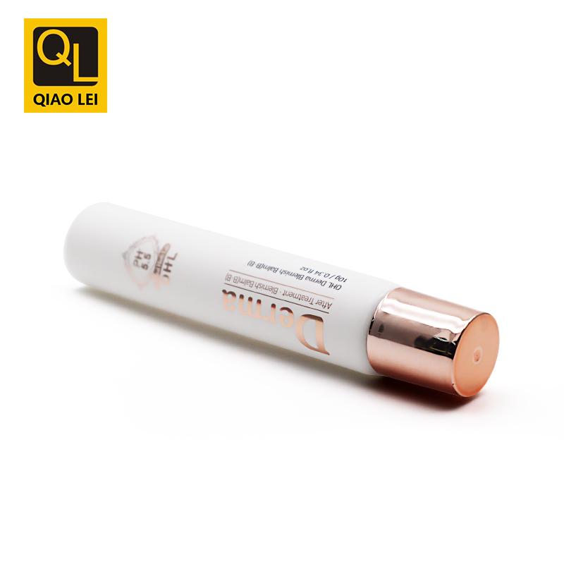 19 tube diameter, white 10ml lipstick tube, bronzed screen printing, electroplated straight edge cover