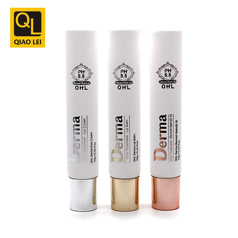 19 tube diameter, white 10ml lipstick tube, bronzed screen printing, electroplated straight edge cover