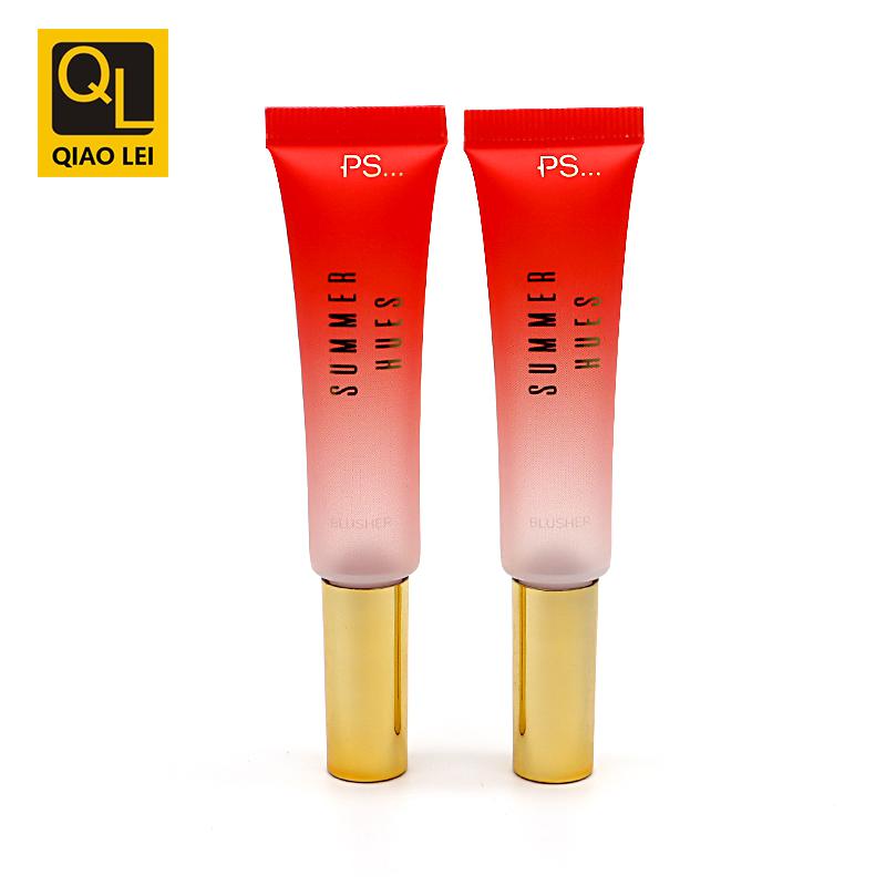 19 tube diameter, gradient pink lip gloss tube 10ml, gold straight edge cap