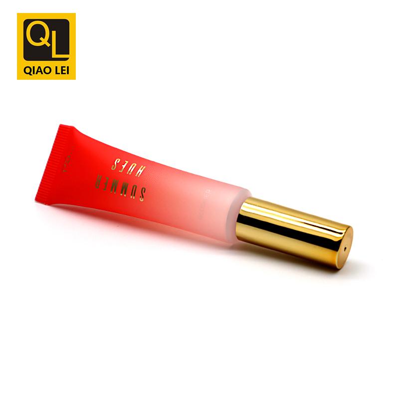 19 tube diameter, gradient pink lip gloss tube 10ml, gold straight edge cap