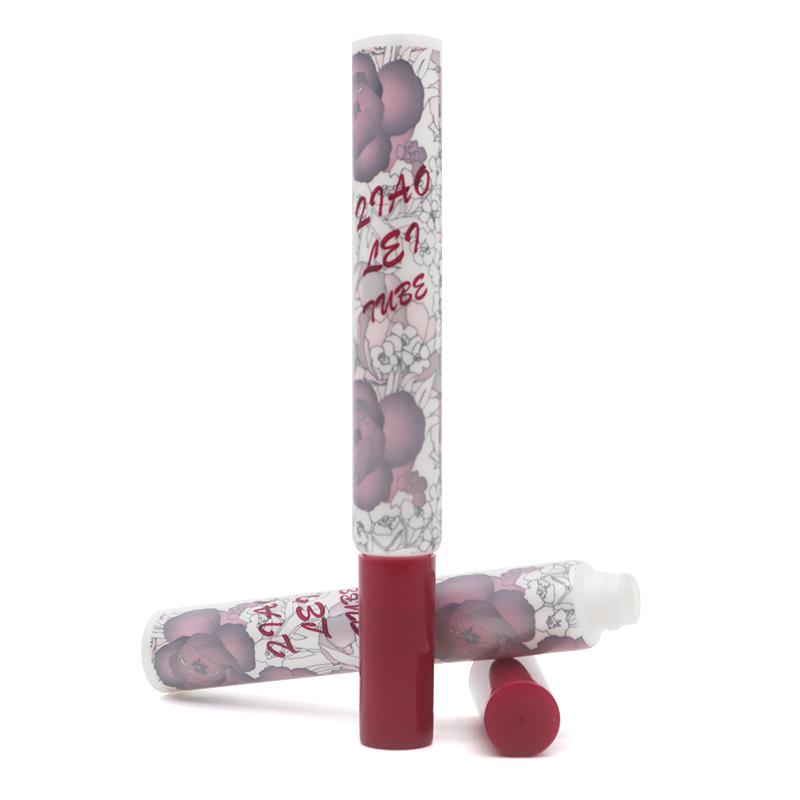 19 tube diameter, purple lipstick tube, brush with straight edge cap