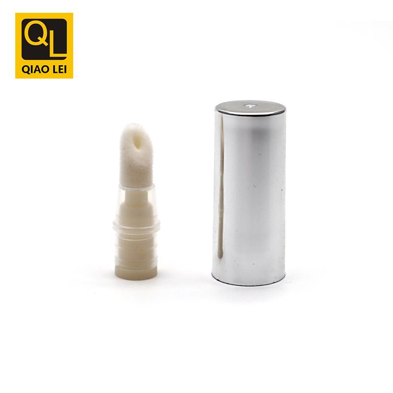 19 tube diameter, brown lip gloss inner plug, silver plated cylinder cap