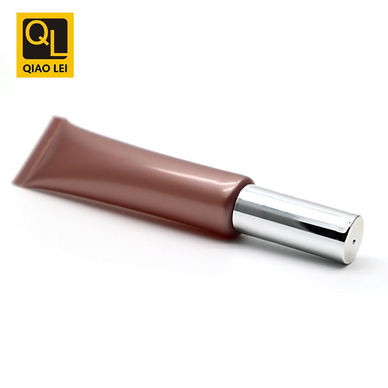 19 tube diameter, brown lip gloss inner plug, silver plated cylinder cap