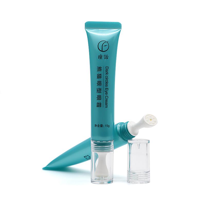 19 tube diameter, blue eye cream tube with 15ml inner plug, transparent straight edge cap