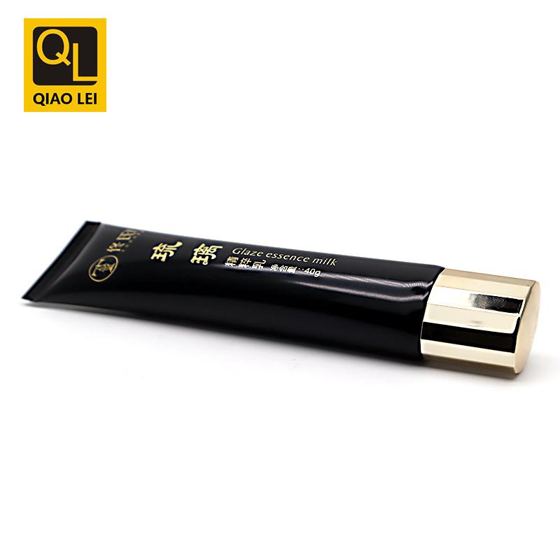 25 tube diameter, black hot stamping hose 40ml, gold straight edge cap