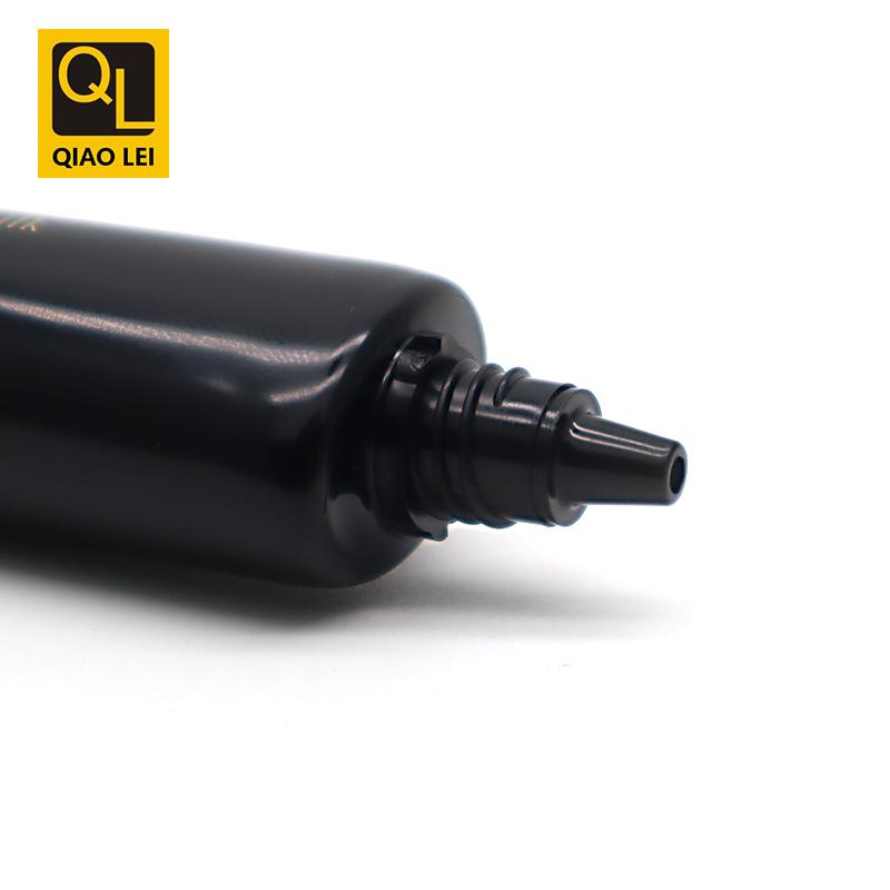 25 tube diameter, black hot stamping hose 40ml, gold straight edge cap