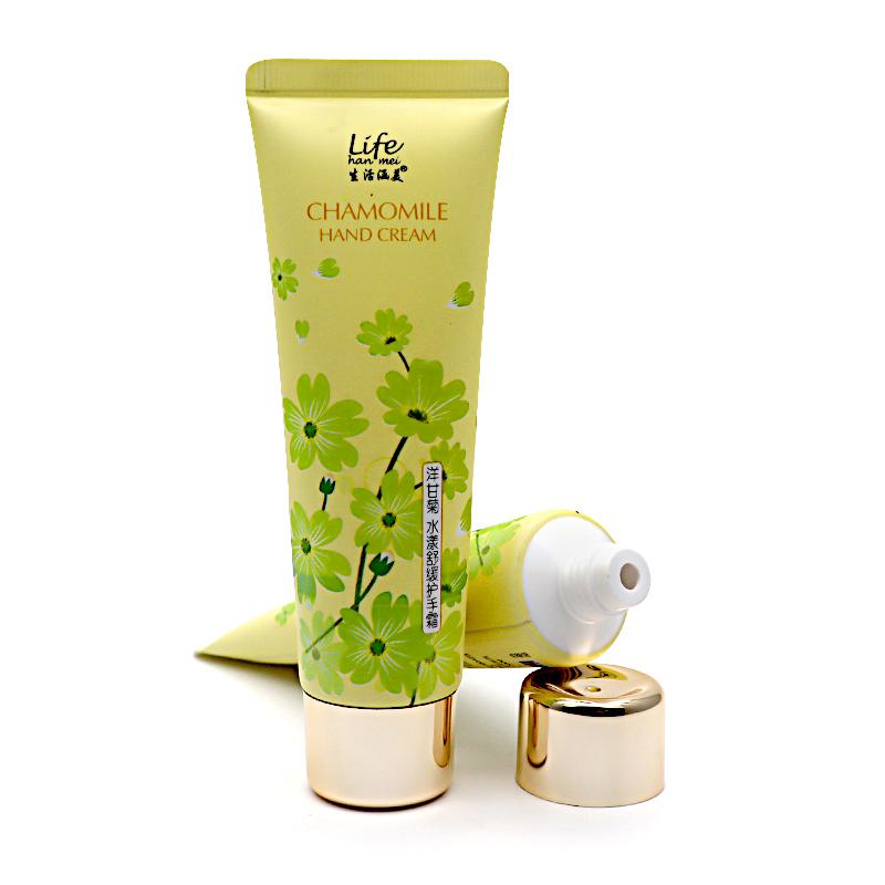 30 tube diameter, green hand cream aluminum plastic tube 60ml, electroplated gold screw cap