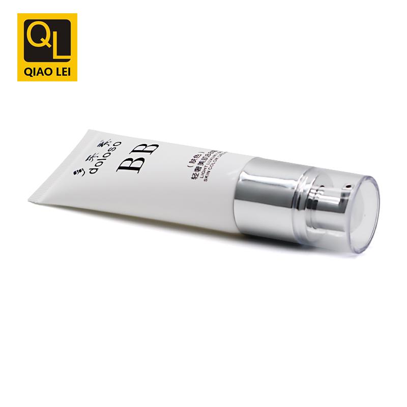 30 tube diameter, white sunscreen hose, silver pump head, transparent outer cover