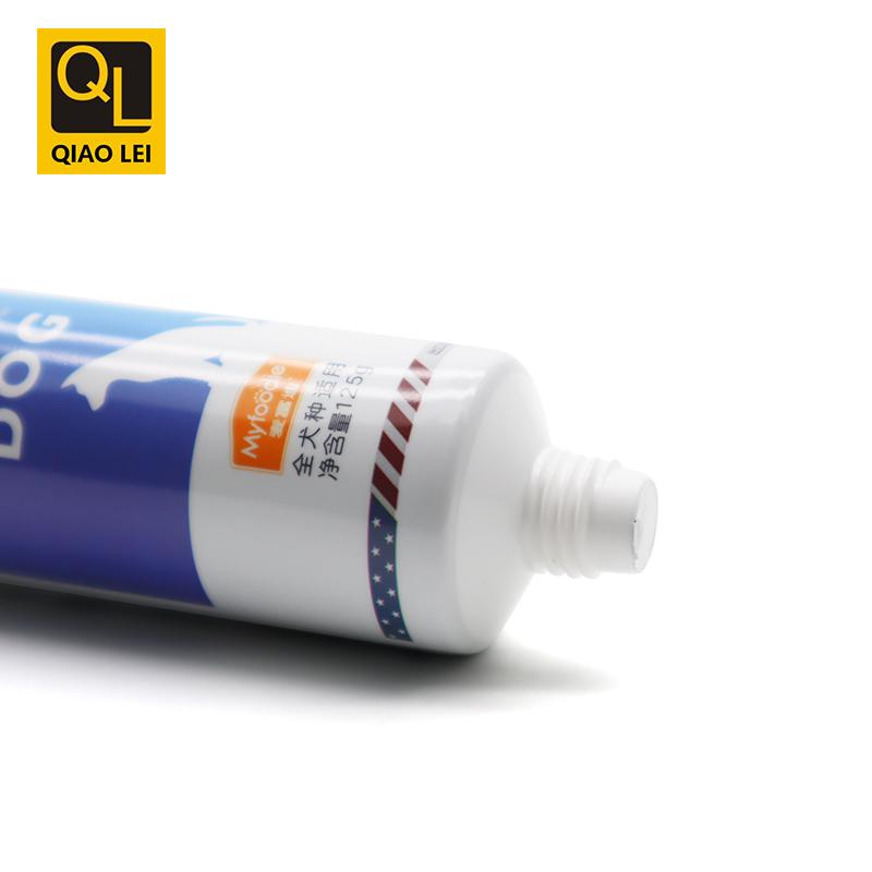 35 tube diameter, white aluminum plastic tube 125g, unsealed end, white screw cap