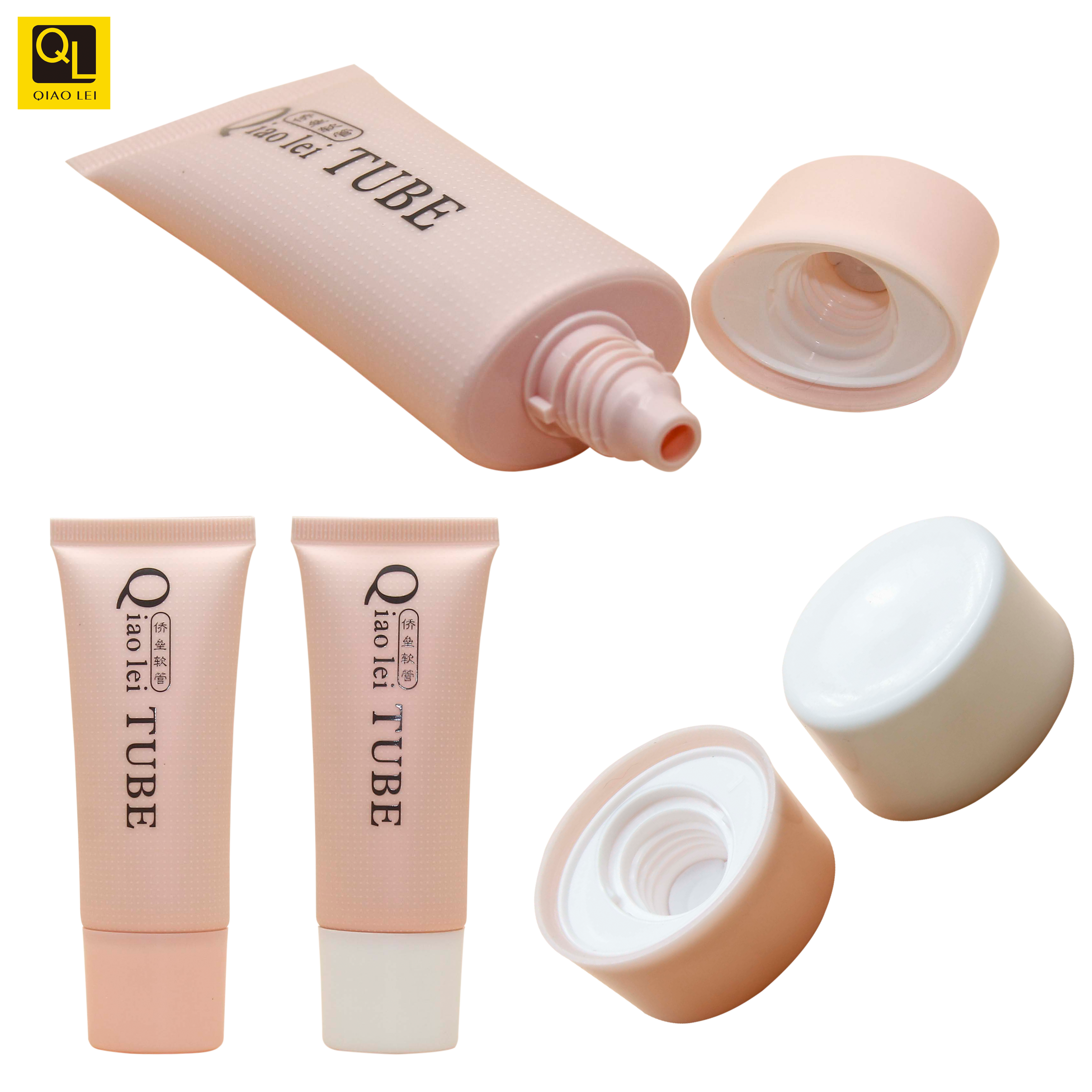 Hand cream and facial cleanser packaged in flat tubes