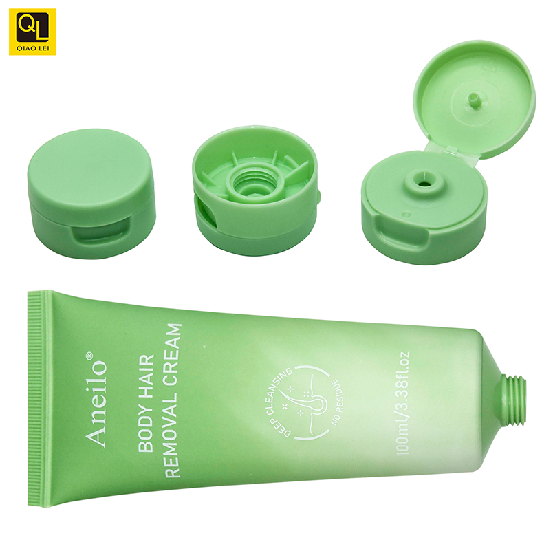 45mm facial cleanser cosmetic hose packaging with green flip cover